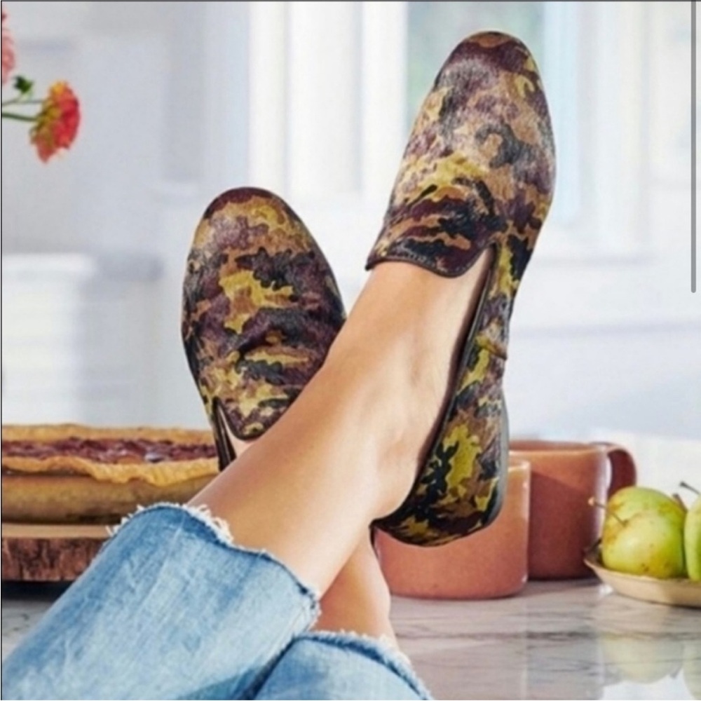 Birdies The Starling Camo Calf Hair Loafers Size 7.5